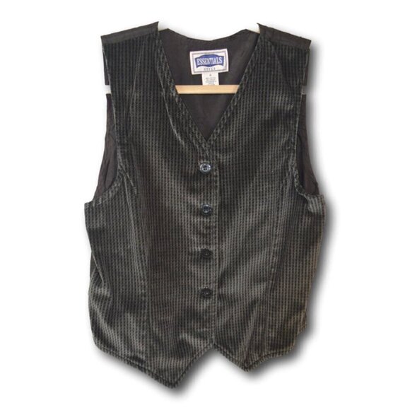 Essential Style Grey Houndstooth Velvet Vest Size: M - Picture 1 of 2